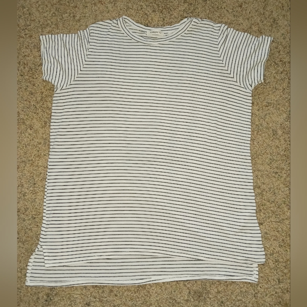 Ginger G, Simple Women's Top, Black & White Striped, Size M